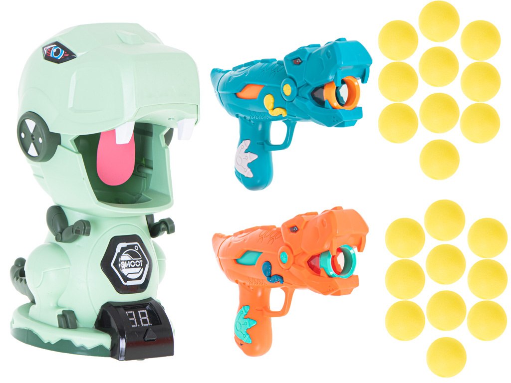 2x Pistolet na Kulki + Dinozaur - Strzelanie do celu 2x Pistolet na Kulki + Dinozaur - Strzelanie do celu