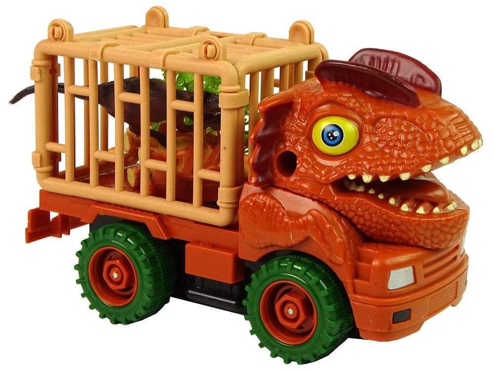 Transporter Ciężarówka Dinozaur do Rozkręcania Pomarańczowy Akcesoria