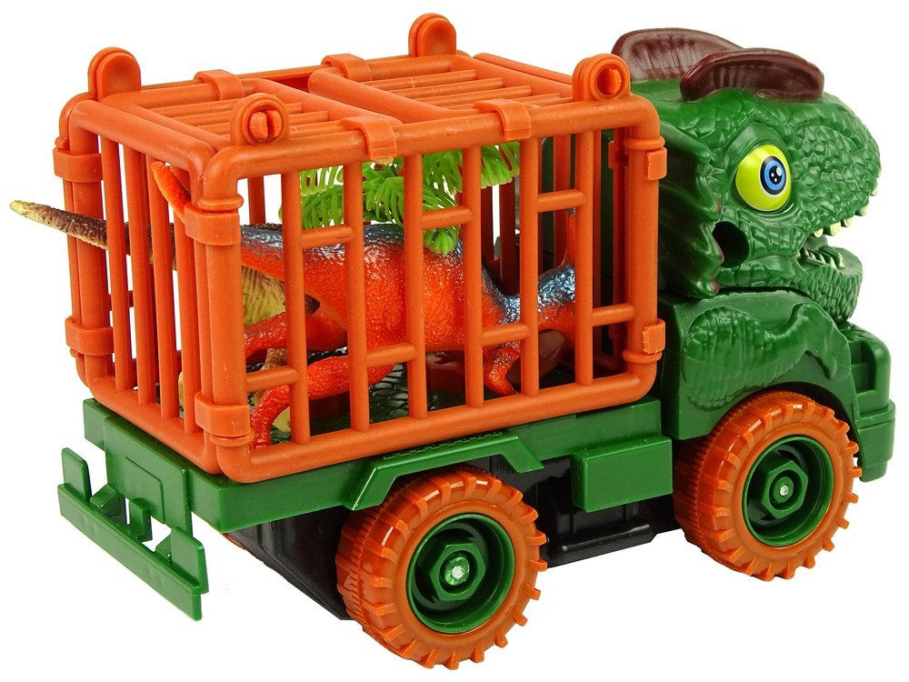 Transporter Ciężarówka Dinozaur do Rozkręcania Zielony Akcesoria