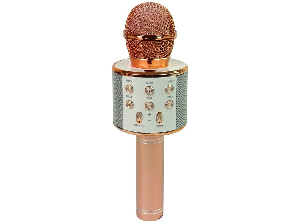 Mikrofon Bezprzewodowy USB Głośnik Nagrywanie Karaoke Model WS-858 Różowe Złoto