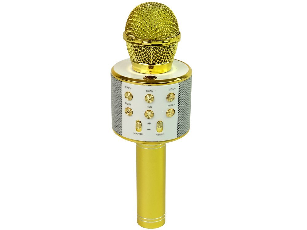 Mikrofon Bezprzewodowy USB Głośnik Nagrywanie Karaoke Model WS-858 Złoty