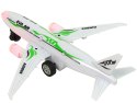 Samolot Pasażerski Biały z Zielonymi Elementami Napęd Światła Dźwięki