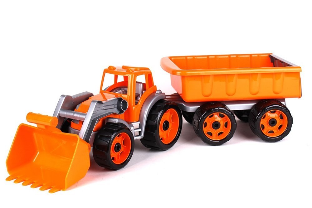 Traktor Spychacz z Łyżką Przyczepka Pomarańczowy 3688 Traktor Spychacz z Łyżką Przyczepka Pomarańczowy 3688