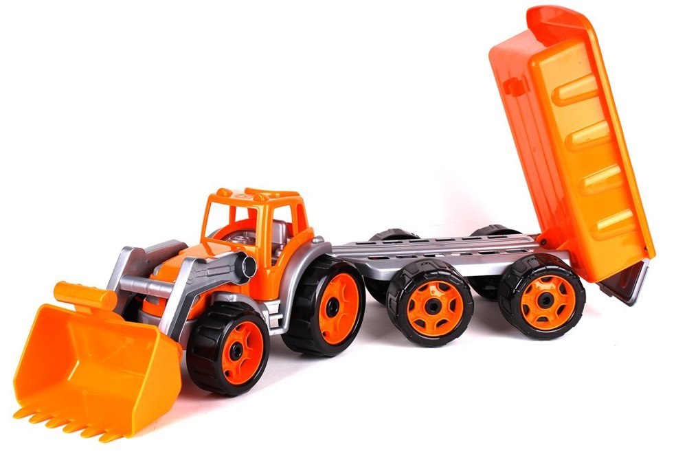 Traktor Spychacz z Łyżką Przyczepka Pomarańczowy 3688