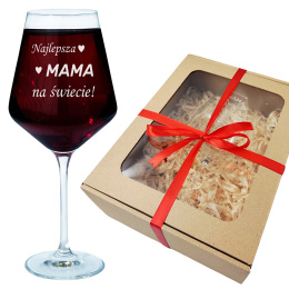 Kieliszek do Wina Krosno dla mamy w ozdobnym kartoniku - prezent na Dzień Matki