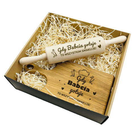 Zestaw dla Babci Wałek + Deska - prezent na Dzień Babci i Dziadka Święta urodziny Zestaw dla Babci Wałek + Deska - prezent na Dzień Babci i Dziadka Święta urodziny