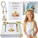 Biblia na Komunię z Życzeniami + Dodatki - Pamiątka Pierwszej Komunii Świętej Prezent na Komunię dla Chłopca Dziewczynki Biblia na Komunię z Życzeniami + Dodatki - Pamiątka Pierwszej Komunii Świętej Prezent na Komunię dla Chłopca Dziewczynki