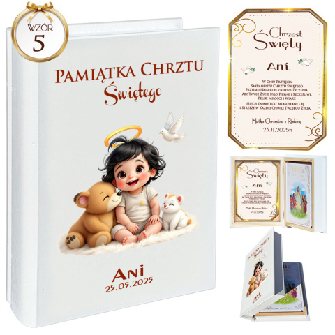 Biblia w Drewnianym Pudełku z Życzeniami Prezent na Chrzest - Pamiątka Chrztu Świętego Biblia w Drewnianym Pudełku z Życzeniami Prezent na Chrzest - Pamiątka Chrztu Świętego