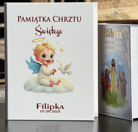 Biblia w Drewnianym Pudełku z Życzeniami Prezent na Chrzest - Pamiątka Chrztu Świętego Biblia w Drewnianym Pudełku z Życzeniami Prezent na Chrzest - Pamiątka Chrztu Świętego