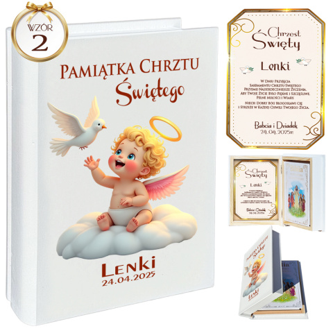 Biblia w Drewnianym Pudełku z Życzeniami Prezent na Chrzest - Pamiątka Chrztu Świętego Biblia w Drewnianym Pudełku z Życzeniami Prezent na Chrzest - Pamiątka Chrztu Świętego