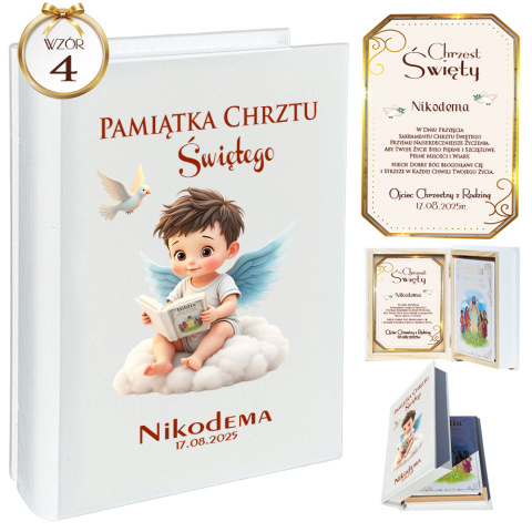 Biblia w Drewnianym Pudełku z Życzeniami Prezent na Chrzest - Pamiątka Chrztu Świętego Biblia w Drewnianym Pudełku z Życzeniami Prezent na Chrzest - Pamiątka Chrztu Świętego