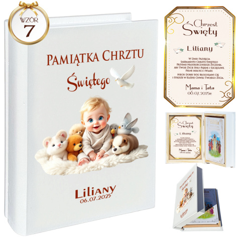 Biblia w Drewnianym Pudełku z Życzeniami Prezent na Chrzest - Pamiątka Chrztu Świętego Biblia w Drewnianym Pudełku z Życzeniami Prezent na Chrzest - Pamiątka Chrztu Świętego