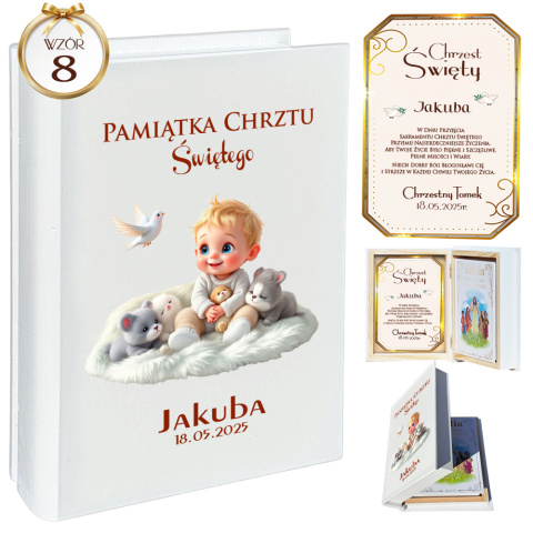 Biblia w Drewnianym Pudełku z Życzeniami Prezent na Chrzest - Pamiątka Chrztu Świętego Biblia w Drewnianym Pudełku z Życzeniami Prezent na Chrzest - Pamiątka Chrztu Świętego