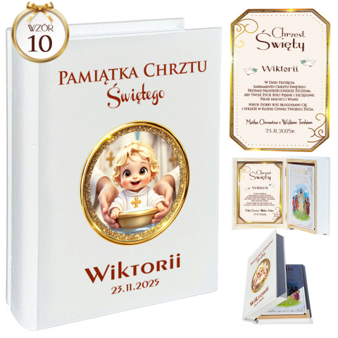 Biblia w Drewnianym Pudełku z Życzeniami Prezent na Chrzest - Pamiątka Chrztu Świętego Biblia w Drewnianym Pudełku z Życzeniami Prezent na Chrzest - Pamiątka Chrztu Świętego