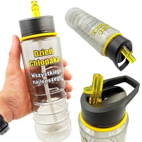 Bidon na Wodę ze Słomką 750 ml z Nadrukiem - prezent na Dzień Chłopaka Szkoła Przedszkole