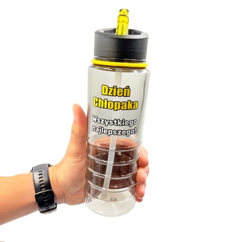 Bidon na Wodę ze Słomką 750 ml z Nadrukiem - prezent na Dzień Chłopaka Szkoła Przedszkole