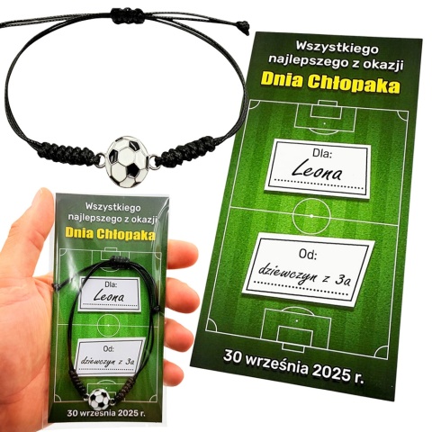 Bransoletka Piłka + Życzenia - Prezent na Dzień Chłopaka Szkoła Przedszkole