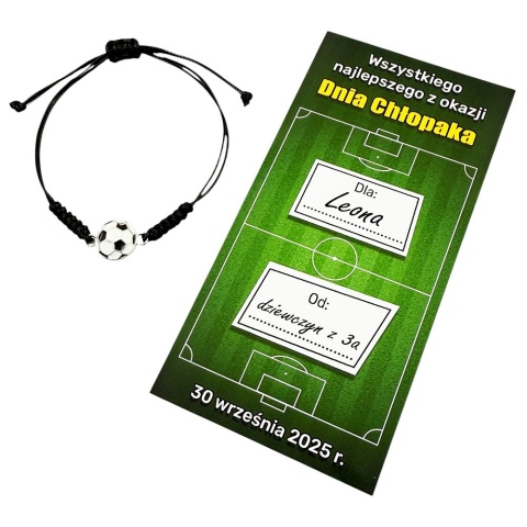 Bransoletka Piłka + Życzenia - Prezent na Dzień Chłopaka Szkoła Przedszkole