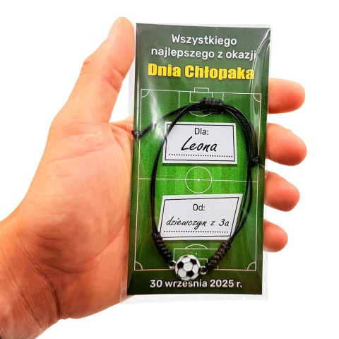 Bransoletka Piłka + Życzenia - Prezent na Dzień Chłopaka Szkoła Przedszkole