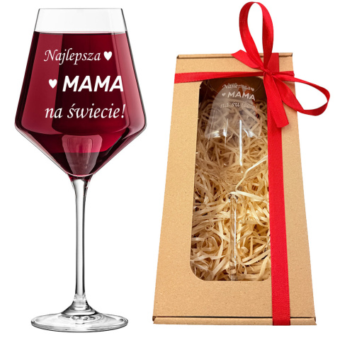 Kieliszek do Wina Krosno dla Mamy w ozdobnym kartoniku - prezent na Dzień Mamy Matki Kieliszek do Wina Krosno dla Mamy w ozdobnym kartoniku - prezent na Dzień Mamy Matki
