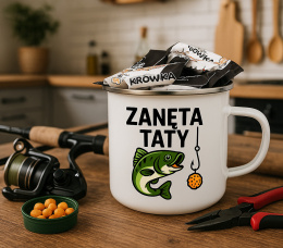 Kubek Metalowy dla Taty Wędkarza - Prezent na Dzień Ojca Święta Urodziny Emaliowany