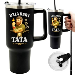 Kubek Termiczny XXL 1,2L Dziarski Tata - prezent dla Taty na Dzień Ojca Urodziny Święta