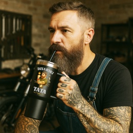 Kubek Termiczny XXL 1,2L Dziarski Tata - prezent dla Taty na Dzień Ojca Urodziny Święta