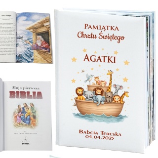 Personalizowana Biblia na Chrzest - Pamiątka Chrztu Świętego Prezent dla Chłopca Dziewczynki