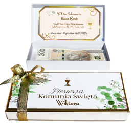 Pudełko na Pieniądze Komunia - Pamiątka Pierwszej Komunii Świętej Prezent na Komunię Święta
