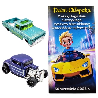Oryginalny Hot Wheels + Życzenia - Prezent na Dzień Chłopaka Przedszkole Szkoła Autko Samochodzik