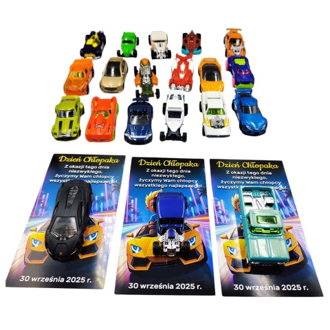 Oryginalny Hot Wheels + Życzenia - Prezent na Dzień Chłopaka Przedszkole Szkoła Autko Samochodzik