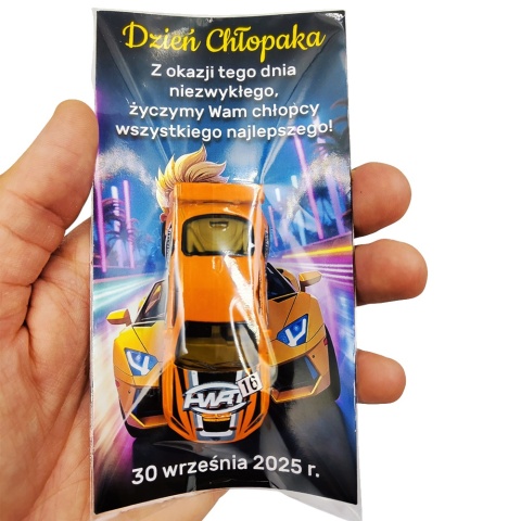 Oryginalny Hot Wheels + Życzenia - Prezent na Dzień Chłopaka Przedszkole Szkoła Autko Samochodzik
