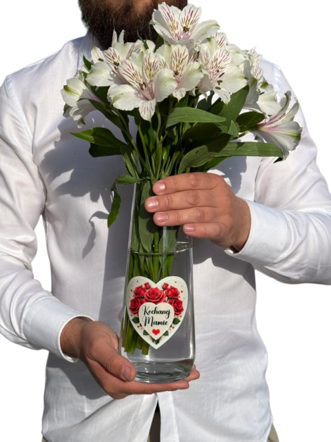 Wazon z Nadrukiem dla Mamy - Prezent na Dzień Mamy Matki Urodziny Święta Wazon z Nadrukiem dla Mamy - Prezent na Dzień Mamy Matki Urodziny Święta