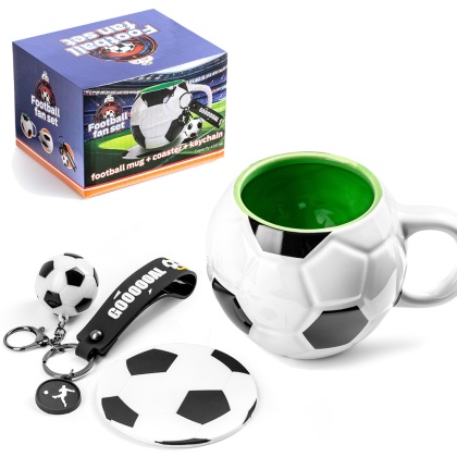 ZESTAW piłkarza: kubek, podkładka i brelok - prezent dla piłkarza