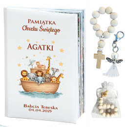 Zestaw Personalizowana Biblia na Chrzest + Dodatki - Pamiątka Chrztu Świętego Prezent dla Chłopca Dziewczynki