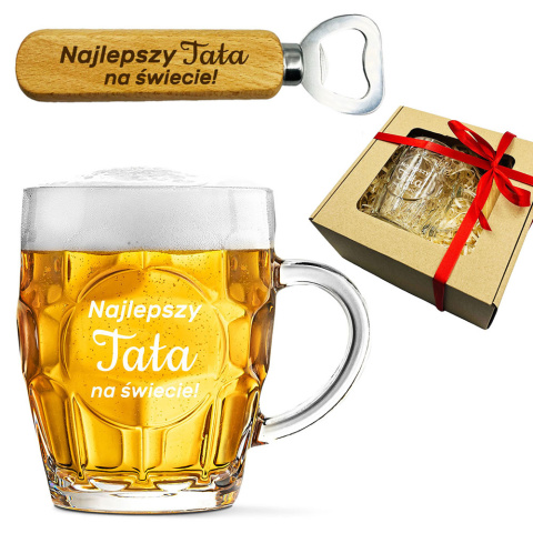 Zestaw do Piwa Kufel + Otwieracz - prezent dla Taty na Dzień Ojca Święta Urodziny Zestaw do Piwa Kufel + Otwieracz - prezent dla Taty na Dzień Ojca Święta Urodziny