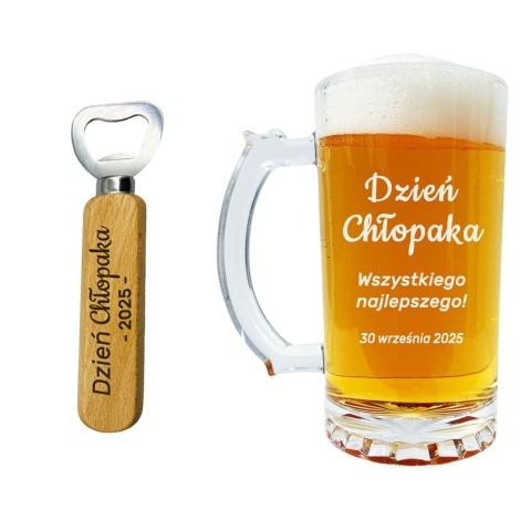 Zestaw do Piwa Kufel + Otwieracz - prezent na Dzień Chłopaka dla kolegi z pracy