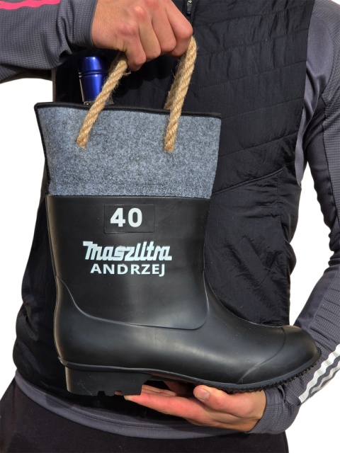 Gumofilc na Flaszkę MaszLitra - Śmieszny Prezent dla Rolnika Ogrodnika Budowlańca na Urodziny Święta Kalosz Gumiak