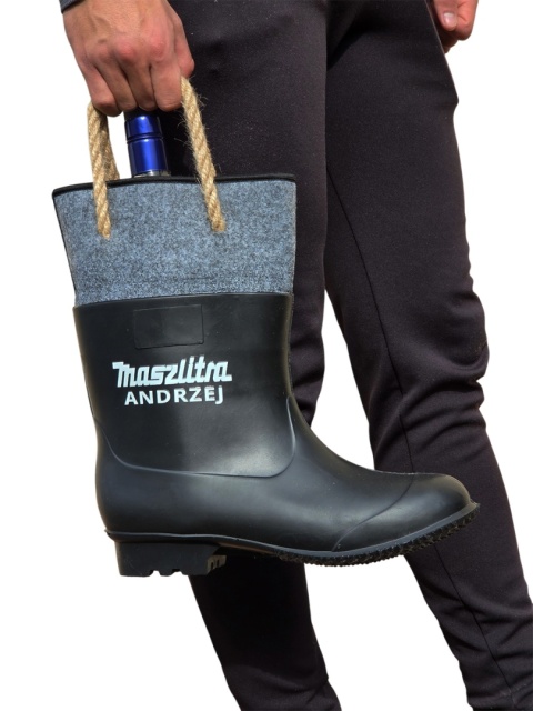 Gumofilc na Flaszkę MaszLitra - Śmieszny Prezent dla Rolnika Ogrodnika Budowlańca na Urodziny Święta Kalosz Gumiak