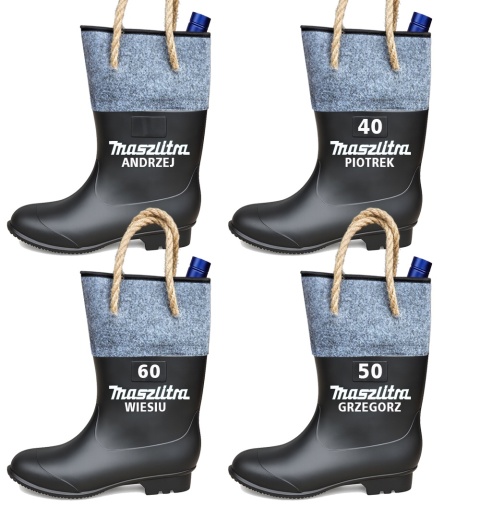 Gumofilc na Flaszkę MaszLitra - Śmieszny Prezent dla Rolnika Ogrodnika Budowlańca na Urodziny Święta Kalosz Gumiak