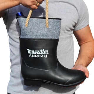 Gumofilc na Flaszkę MaszLitra - Śmieszny Prezent dla Rolnika Ogrodnika Budowlańca na Urodziny Święta Kalosz Gumiak