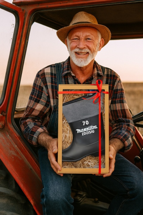 Kalosz MaszLitra - Śmieszny Prezent dla Rolnika Ogrodnika Budowlańca na Urodziny Święta Gumiak Gumofilc