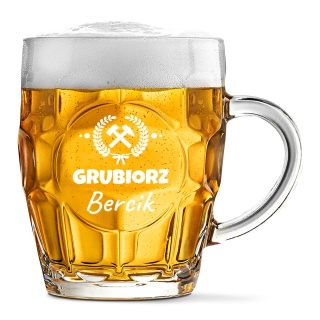 Kufel do Piwa z Grawerem dla Górnika - Prezent na Barbórka Dzień Górnika Grubiorz