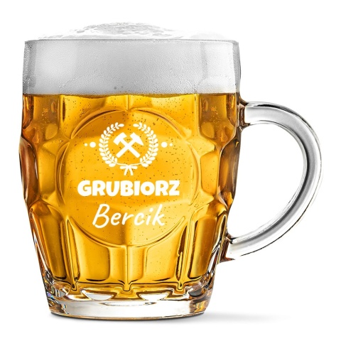 Kufel do Piwa z Grawerem dla Górnika - Prezent na Barbórka Dzień Górnika Grubiorz
