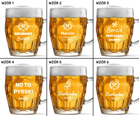 Kufel do Piwa z Grawerem dla Górnika - Prezent na Barbórka Dzień Górnika Grubiorz
