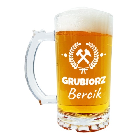 Kufel do Piwa z Grawerem dla Górnika - Prezent na Dzień Górnika Barbórka Grubiorz