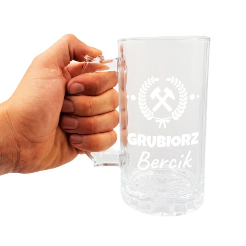 Kufel do Piwa z Grawerem dla Górnika - Prezent na Dzień Górnika Barbórka Grubiorz