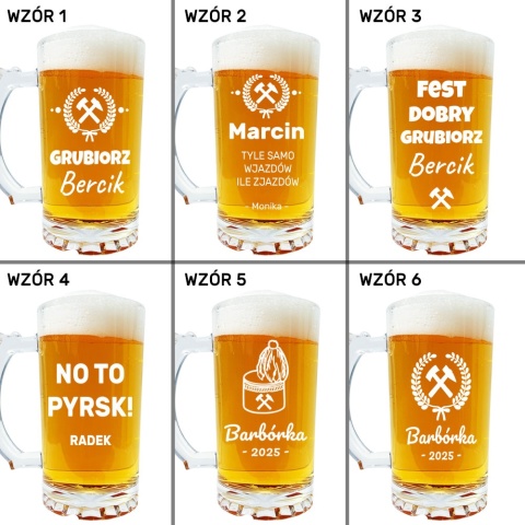 Kufel do Piwa z Grawerem dla Górnika - Prezent na Dzień Górnika Barbórka Grubiorz