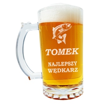 Kufel do Piwa z Grawerem dla Wędkarza - Prezent dla Taty, Męża, Chłopaka, Dziadka, Mężczyzny na Święta Urodziny