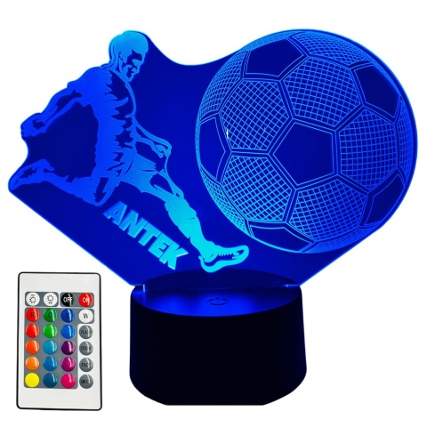 Lampka Piłka Piłkarza z Imieniem - Prezent dla Chłopca 4 5 6 7 8 9 10 11 12 13 14 lat Dziecka na Urodziny Święta